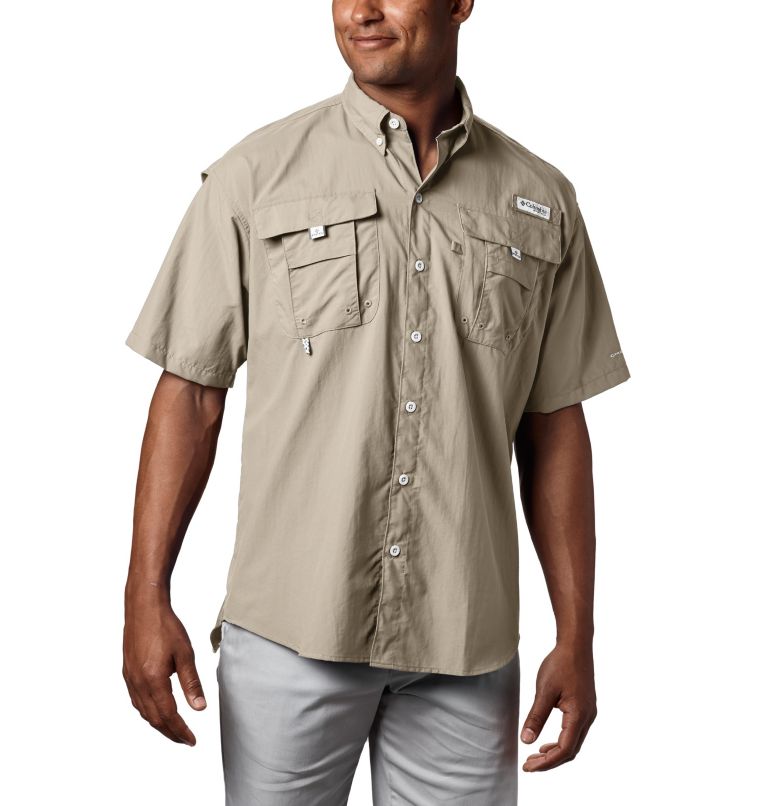 Thumbnail: Men’s PFG Bahama II Short Sleeve Shirt - Tall, Color: Fossil, image 1
