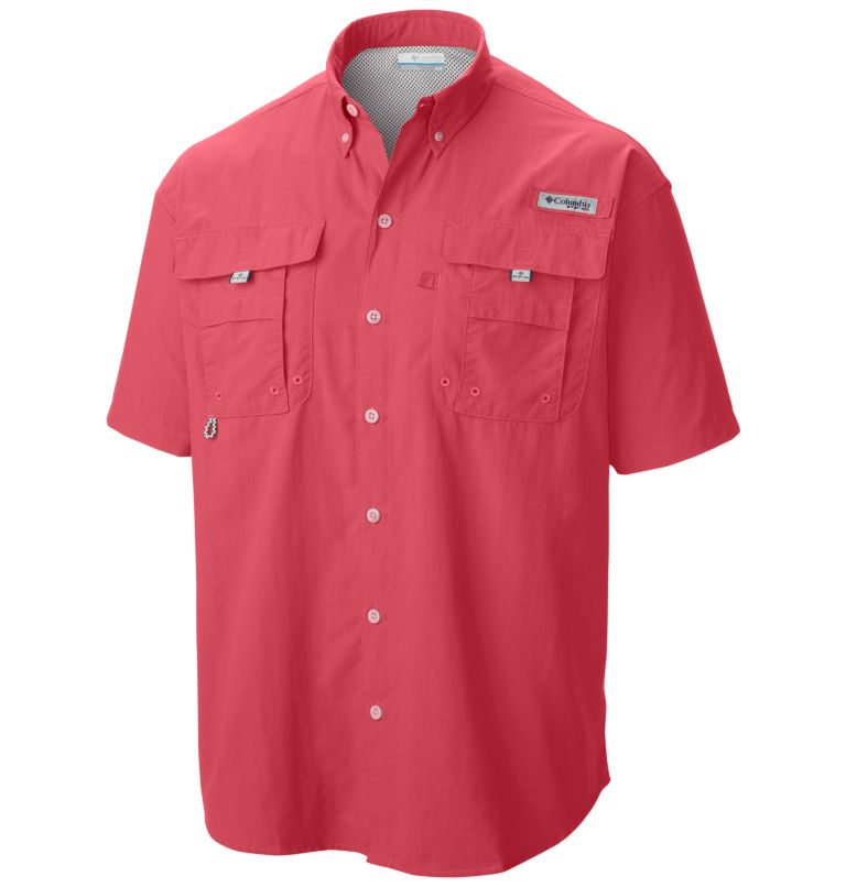 Thumbnail: Men’s PFG Bahama II Short Sleeve Shirt - Tall, Color: Sunset Red, image 1