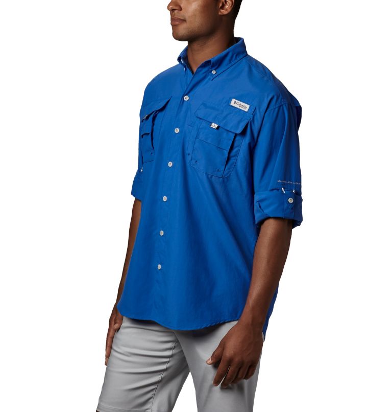 Thumbnail: Men’s PFG Bahama II Long Sleeve Shirt - Tall, Color: Vivid Blue, image 3