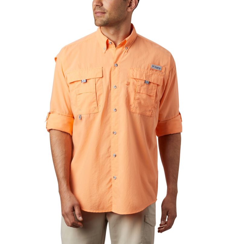 Thumbnail: Men’s PFG Bahama II Long Sleeve Shirt - Tall, Color: Bright Nectar, image 3