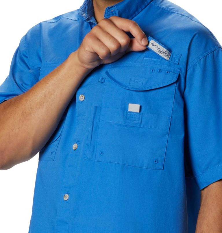 Thumbnail: Men’s PFG Bonehead Short Sleeve Shirt - Tall, Color: Vivid Blue, image 3