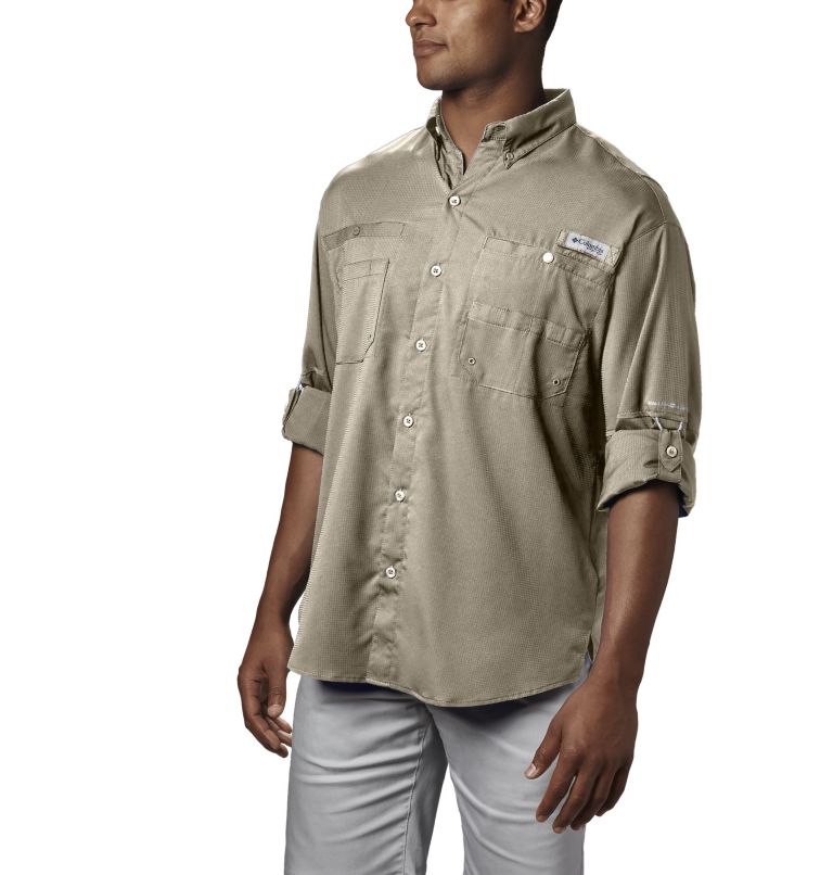 Thumbnail: Men’s PFG Tamiami II Long Sleeve Shirt - Tall, Color: Fossil, image 3