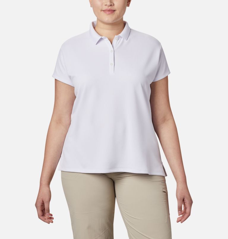 Thumbnail: Women’s PFG Innisfree Short Sleeve Polo Shirt - Plus Size, Color: White, image 1