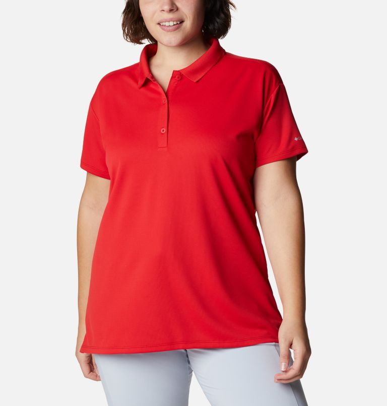 Women’s PFG Innisfree Short Sleeve Polo Shirt - Plus Size, Color: Red Spark