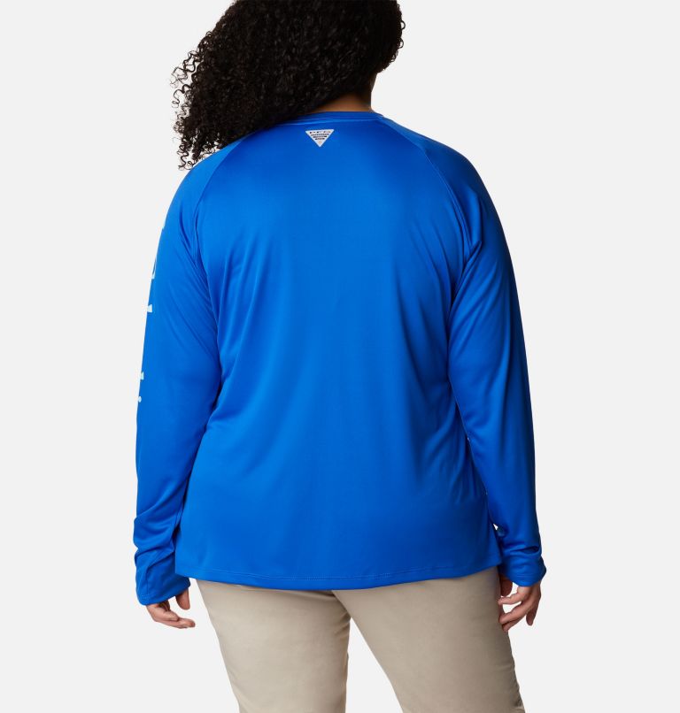 Thumbnail: Women’s PFG Tidal Tee II Long Sleeve - Plus Size, Color: Blue Macaw, Gulf Stream Logo, image 2