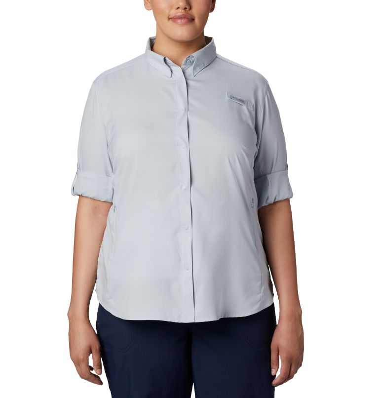 Women’s PFG Tamiami II Long Sleeve Shirt - Plus Size, Color: Cirrus Grey, image 6