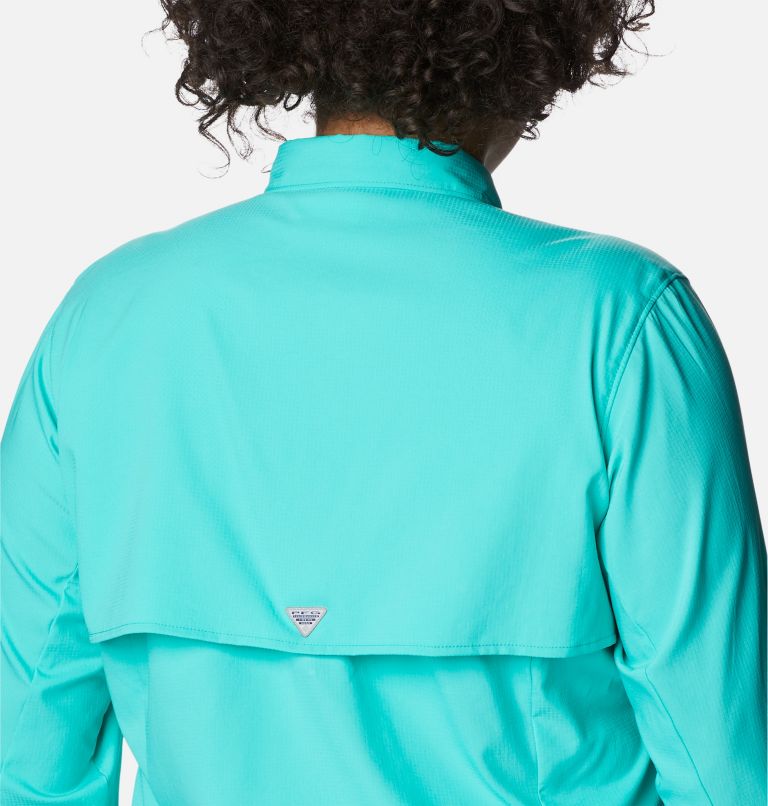 Thumbnail: Women’s PFG Tamiami II Long Sleeve Shirt - Plus Size, Color: Electric Turquoise, image 5