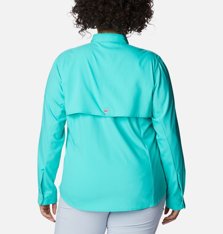Thumbnail: Women’s PFG Tamiami II Long Sleeve Shirt - Plus Size, Color: Electric Turquoise, image 2