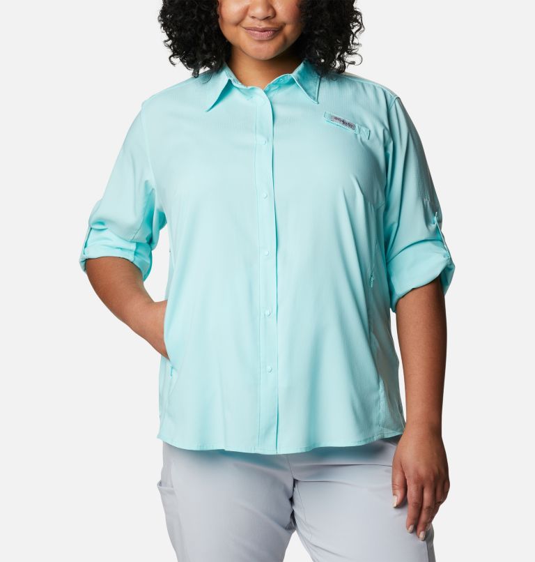 Thumbnail: Women’s PFG Tamiami II Long Sleeve Shirt - Plus Size, Color: Gulf Stream, image 6