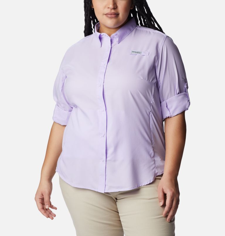 Thumbnail: Women’s PFG Tamiami II Long Sleeve Shirt - Plus Size, Color: Soft Violet, image 6