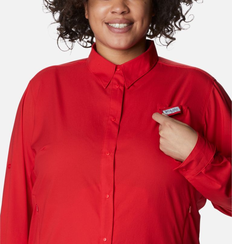 Women’s PFG Tamiami II Long Sleeve Shirt - Plus Size, Color: Red Spark, image 4