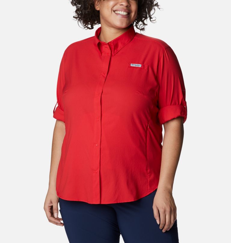 Thumbnail: Women’s PFG Tamiami II Long Sleeve Shirt - Plus Size, Color: Red Spark, image 6