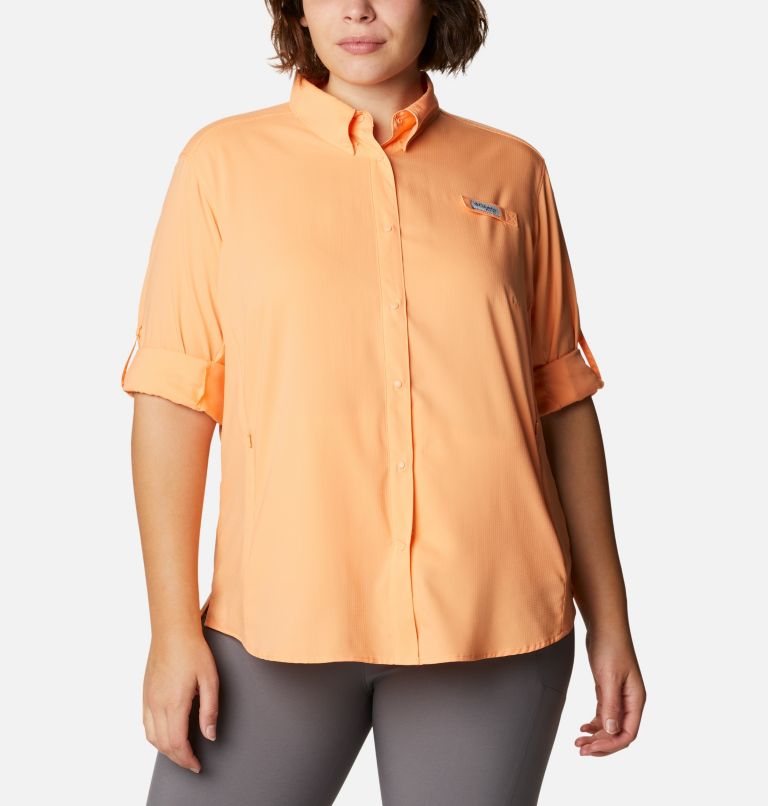Women’s PFG Tamiami II Long Sleeve Shirt - Plus Size, Color: Bright Nectar, image 6