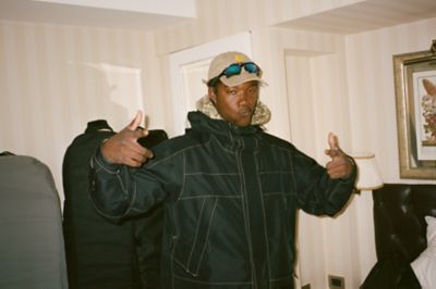 A model wearing the Stüssy x Mountain Hardwear jacket