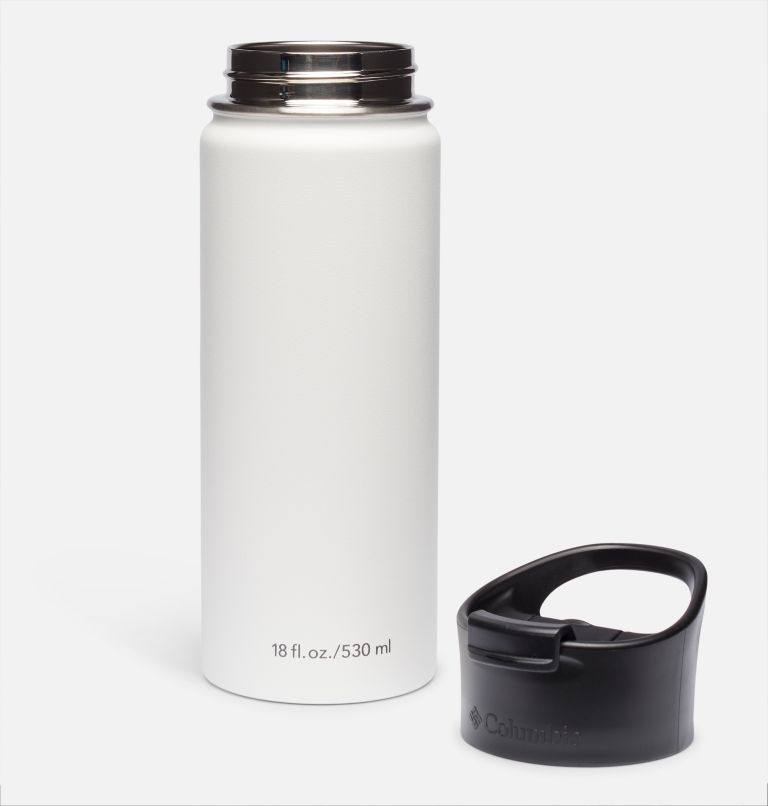 Thumbnail: Double-Wall Vacuum Bottle with Sip-Thru Top - 18oz, Color: White, image 3
