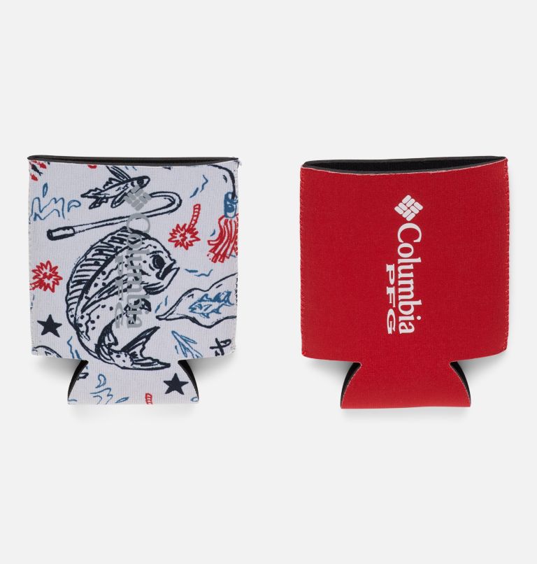 2PK Neoprene Can/Bottle Cozy PFG | 613 | O/S, Color: Americana Fish White/Red Spark, image 3