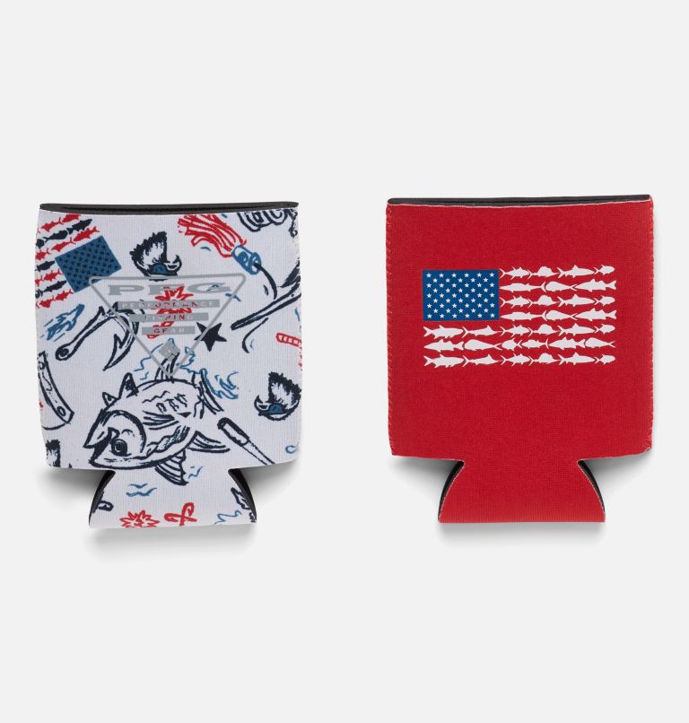 2PK Neoprene Can/Bottle Cozy PFG | 613 | O/S, Color: Americana Fish White/Red Spark, image 4