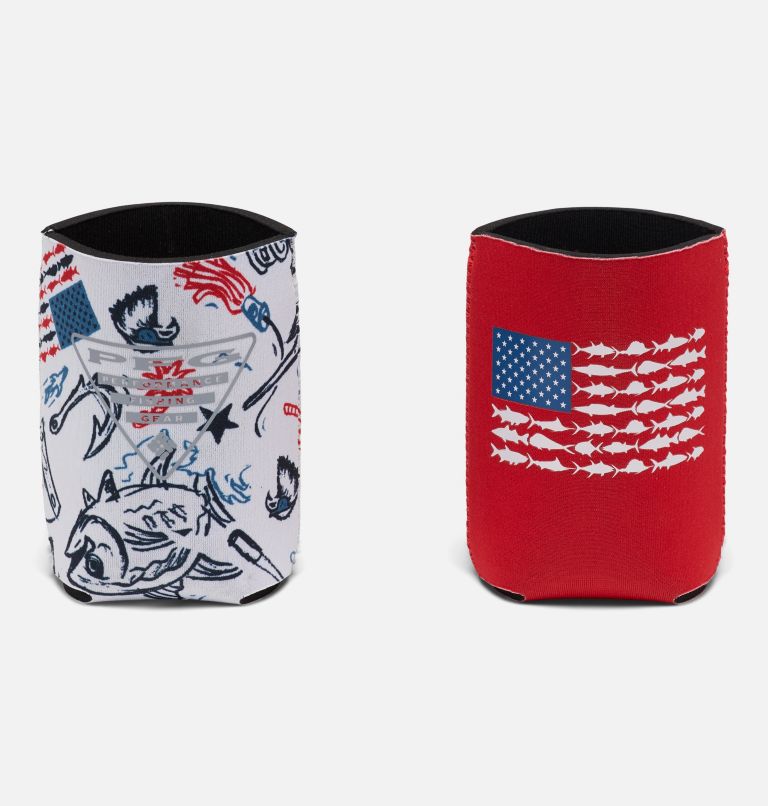 2PK Neoprene Can/Bottle Cozy PFG | 613 | O/S, Color: Americana Fish White/Red Spark, image 2
