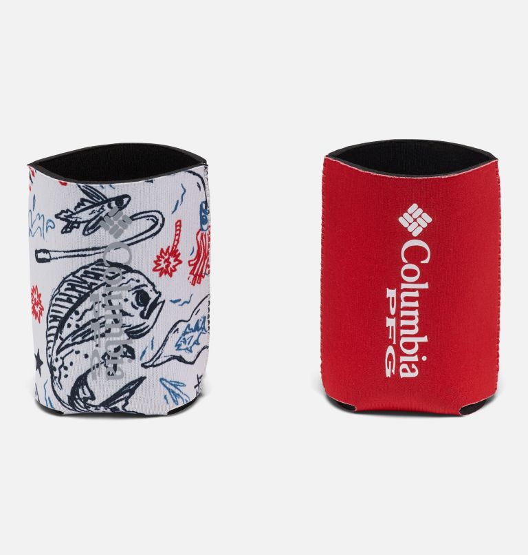 2PK Neoprene Can/Bottle Cozy PFG | 613 | O/S, Color: Americana Fish White/Red Spark, image 1