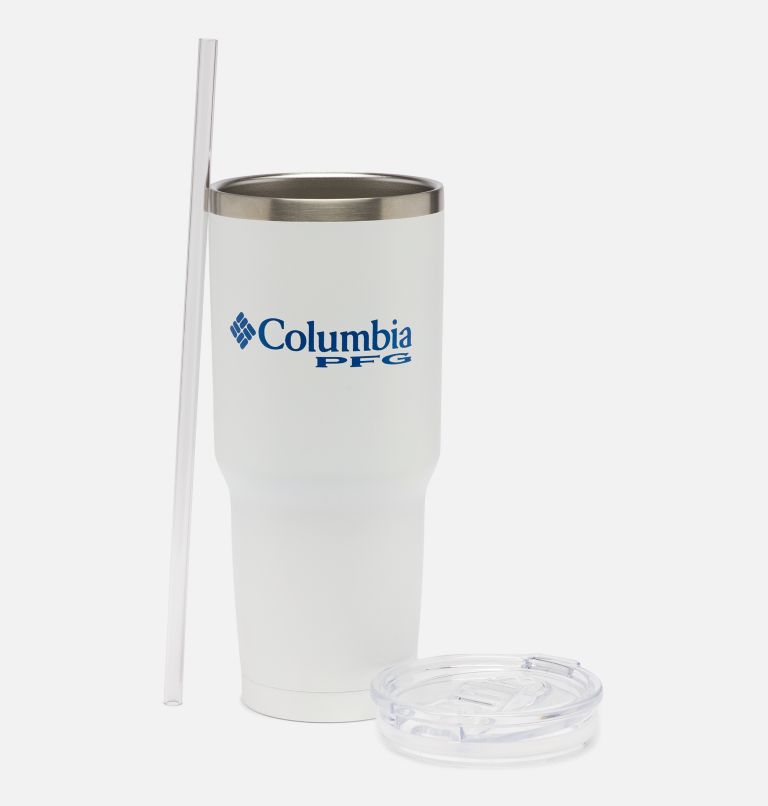 30 OZ SS VACUUM TUMBLER WITH STRAW | 100 | O/S, Color: White PFG Triangle, image 3