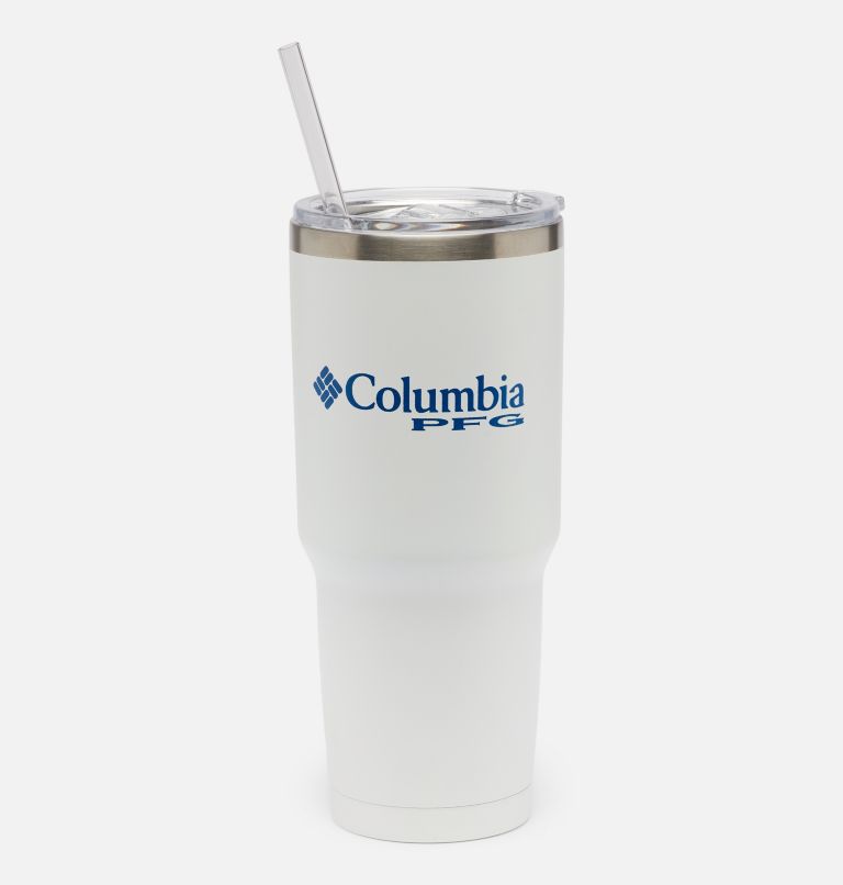 30 OZ SS VACUUM TUMBLER WITH STRAW | 100 | O/S, Color: White PFG Triangle, image 2