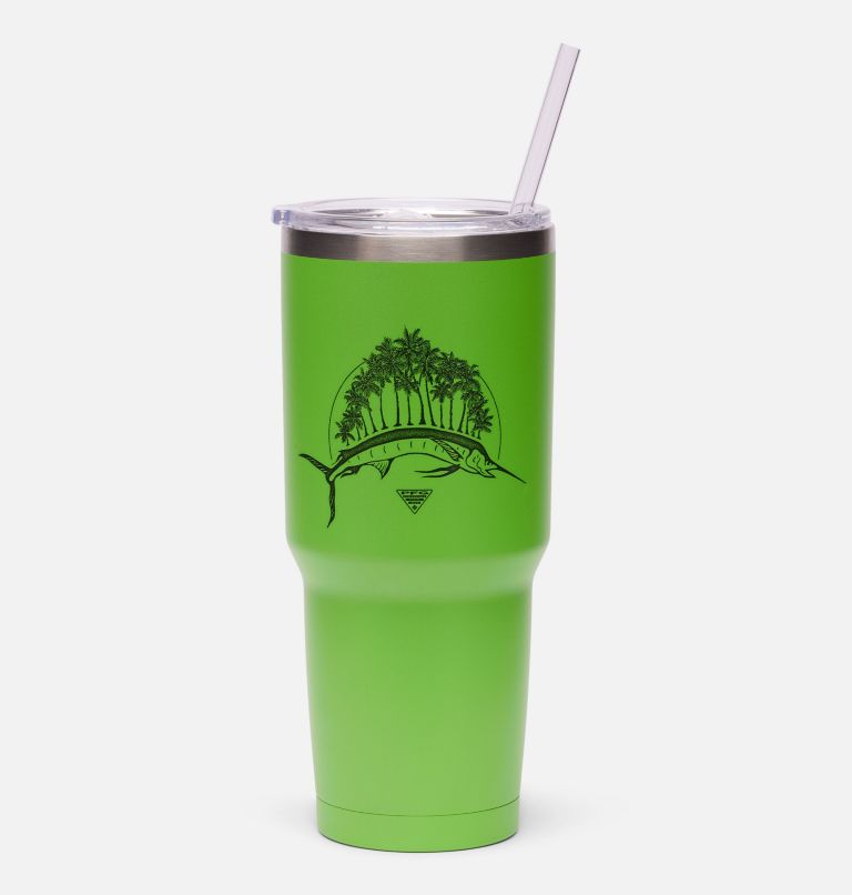 30 OZ SS VACUUM TUMBLER WITH STRAW | 378 | O/S, Color: Green Momba Groovy Grove, image 1
