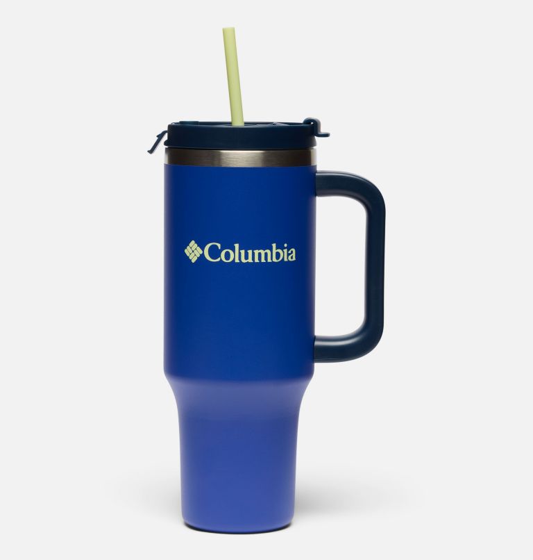 Stainless Steel Vacuum Tumbler with Handle - 40 oz, Color: Clematis Blue/Spring Yellow, image 1