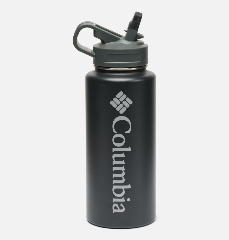Stainless Steel Vacuum Bottle With Straw - 32 ounces, Color: Black, image 1