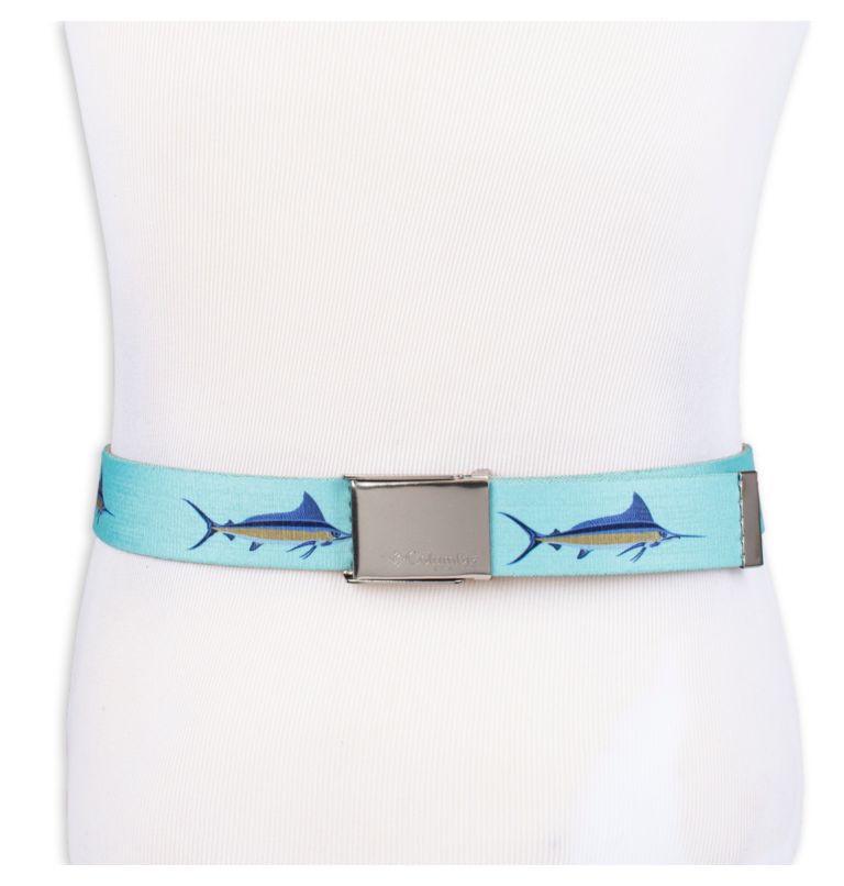 Men's Web Fish Belt, Color: GULF STREAM, image 2