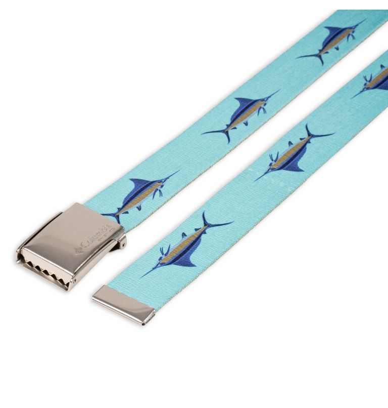 Men's Web Fish Belt, Color: GULF STREAM, image 3