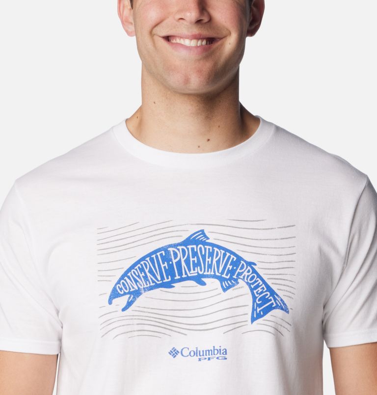 Thumbnail: Men's PFG Upstream Graphic T-Shirt, Color: White, image 4