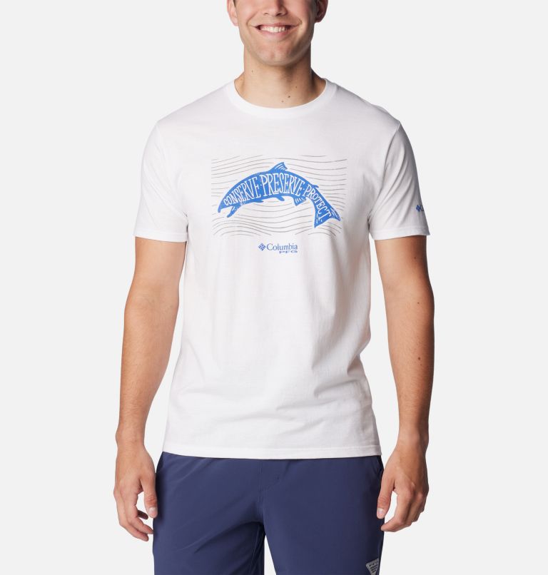 Thumbnail: Men's PFG Upstream Graphic T-Shirt, Color: White, image 1