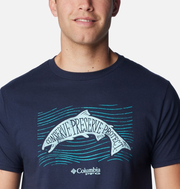 Men's PFG Upstream Graphic T-Shirt, Color: Columbia Navy, image 4