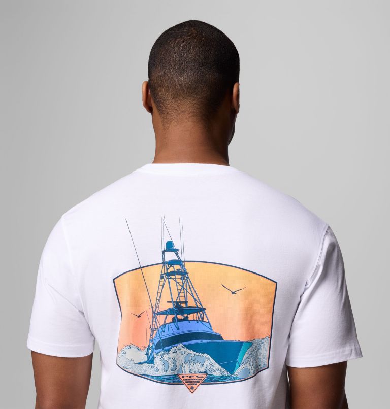 Men's PFG Ballad Graphic T-Shirt, Color: WHITE, image 6