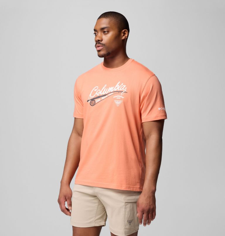Men's PFG Rodney Graphic T-Shirt, Color: Bright Peach, image 4