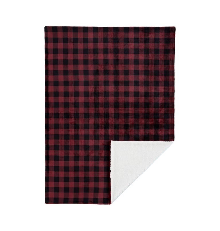Reversible Plush Sherpa Throw | 600 | O/S, Color: BLACK RED CHECK, image 2