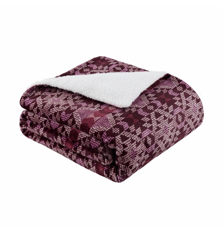 Reversible Sherpa Plush Throw, Color: Red Aztec Print, image 1
