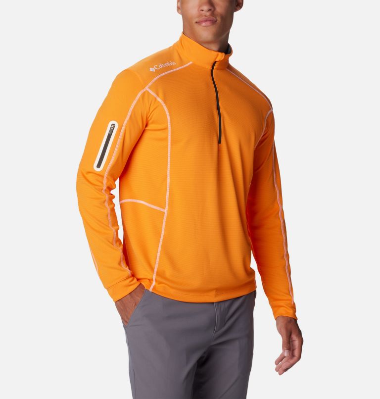 Men's Shotgun Quarter Zip Golf Pullover, Color: Mango, image 5