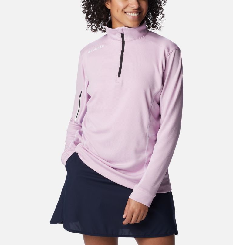 Women's Shotgun Quarter Zip Golf Pullover, Color: Blossom Pink, image 5