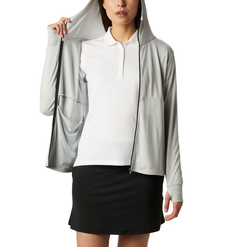 Thumbnail: Women's Omni-Wick Sky Full Zip Long Sleeve Shirt, Color: Cool Grey, image 5