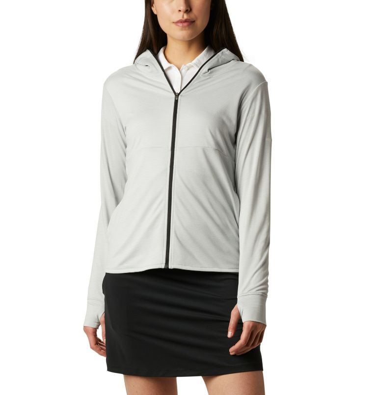 Thumbnail: Women's Omni-Wick Sky Full Zip Long Sleeve Shirt, Color: Cool Grey, image 1