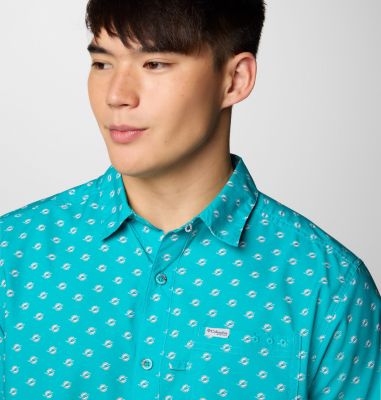 Men's PFG Super Slack Tide Short Sleeve Shirt - Miami Dolphins, Color: FMD - Miami Aqua, image 4