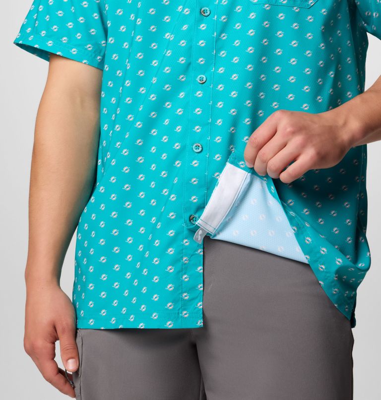 Men's PFG Super Slack Tide Short Sleeve Shirt - Miami Dolphins, Color: FMD - Miami Aqua, image 6