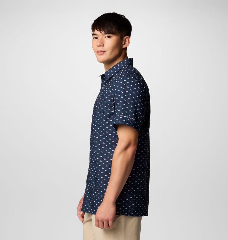 Men's PFG Super Slack Tide Short Sleeve Shirt - Denver Broncos, Color: FDB - Collegiate Navy, image 3