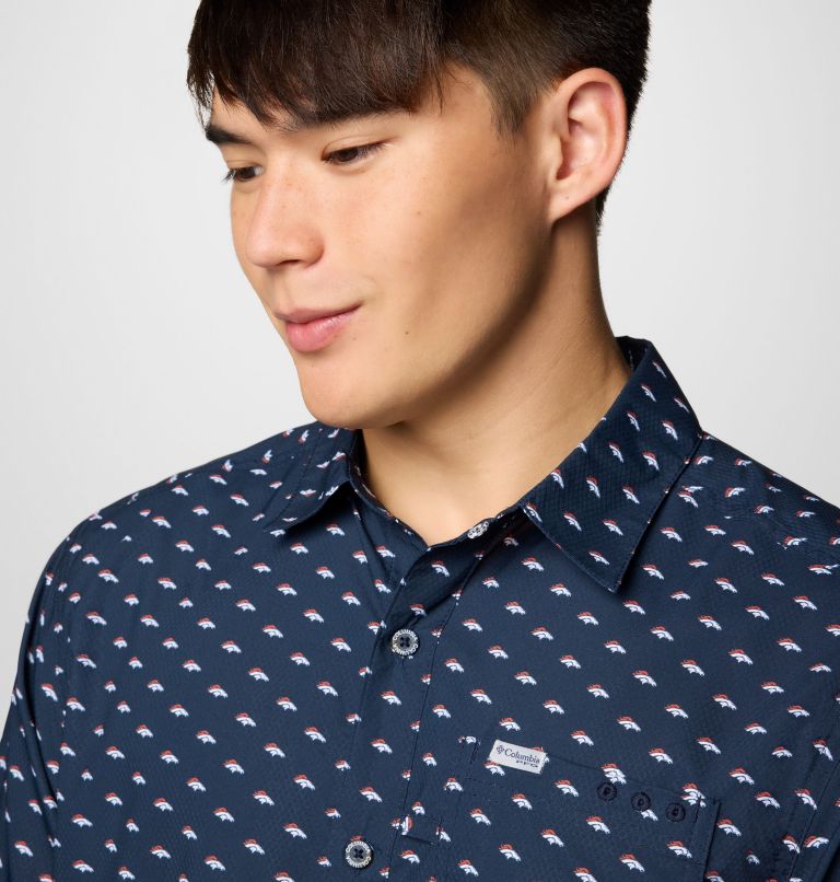 Men's PFG Super Slack Tide Short Sleeve Shirt - Denver Broncos, Color: FDB - Collegiate Navy, image 4