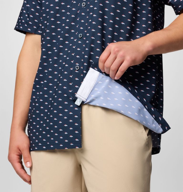 Men's PFG Super Slack Tide Short Sleeve Shirt - Denver Broncos, Color: FDB - Collegiate Navy, image 6