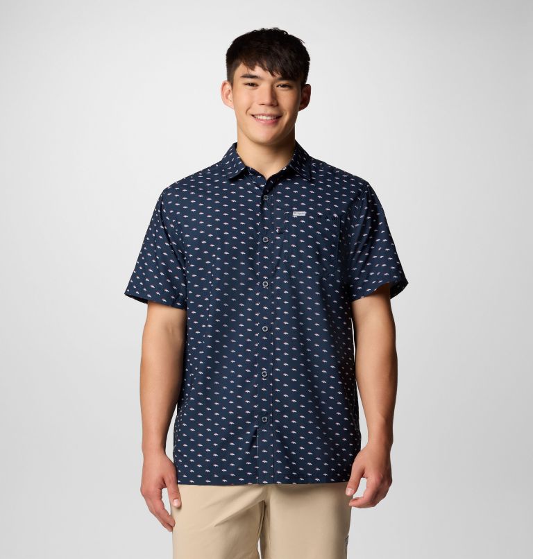 Men's PFG Super Slack Tide Short Sleeve Shirt - Denver Broncos, Color: FDB - Collegiate Navy, image 1