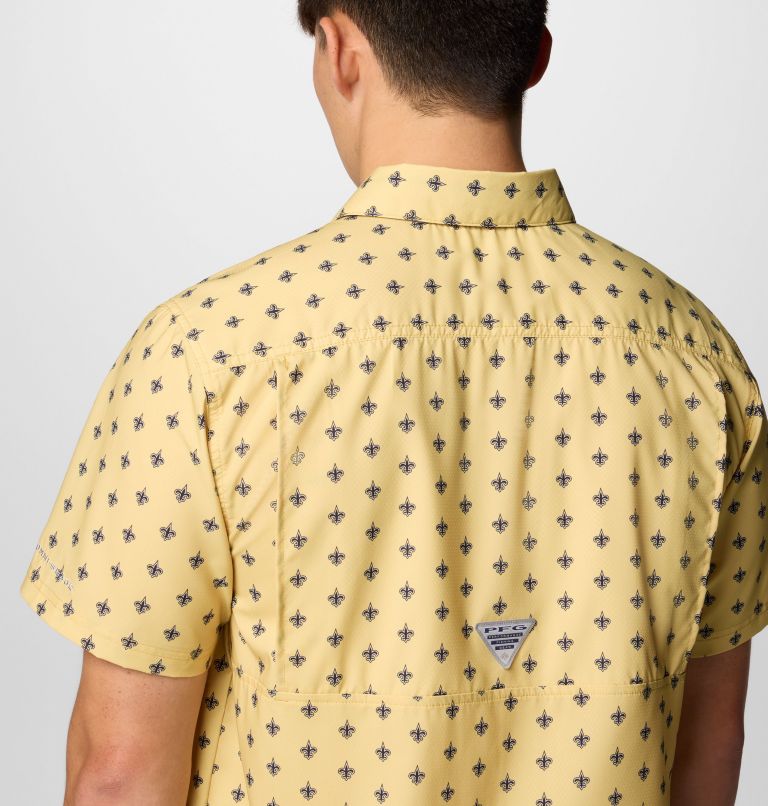 Men's PFG Super Slack Tide Short Sleeve Shirt | 790 | M, Color: FNS - Vegas Gold, image 5