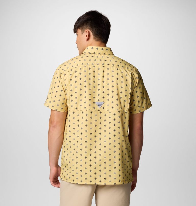 Men's PFG Super Slack Tide Short Sleeve Shirt | 790 | M, Color: FNS - Vegas Gold, image 2