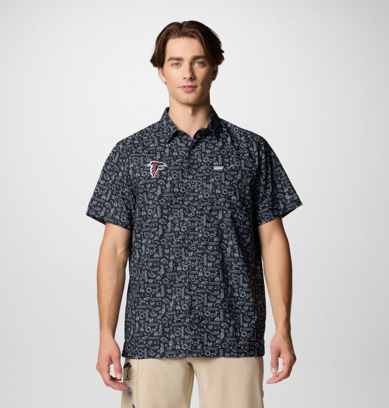 Men's PFG Super Slack Tide Short Sleeve Shirt - Atlanta Falcons, Color: FAF - Black, image 1